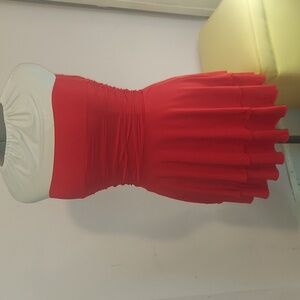 Chic Strapless Red and White Dress